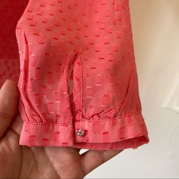 J. Crew Pink Clip Dot Silk textured blouse top Size 8 preowned - Picture 3 of 8